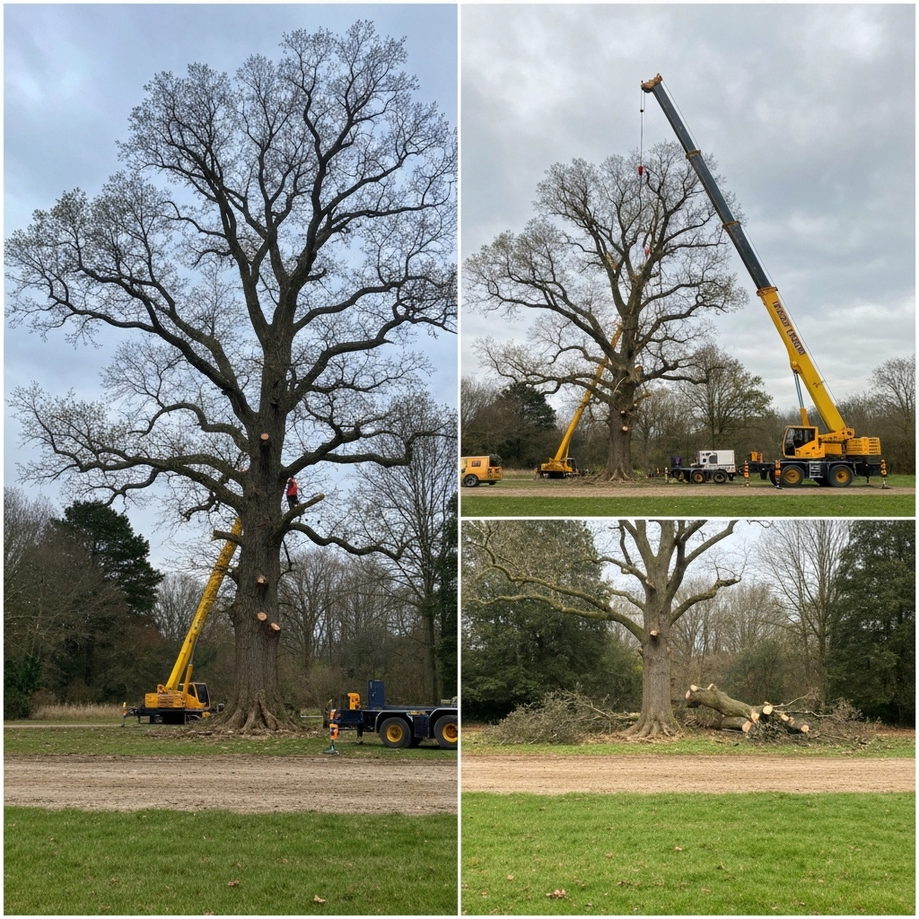 Large oak tree removal project